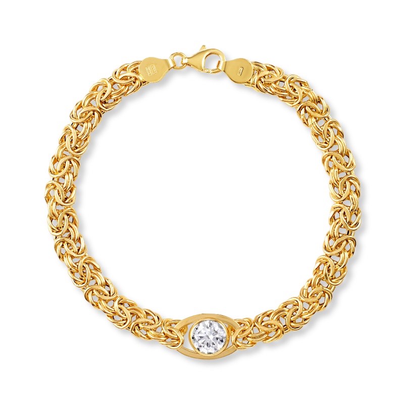 14K Yellow Gold  Moissanite Byzantine Bracelet